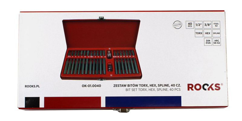 ROOKS Torx, Hex, Spline Bits Készlet 40 Darabos