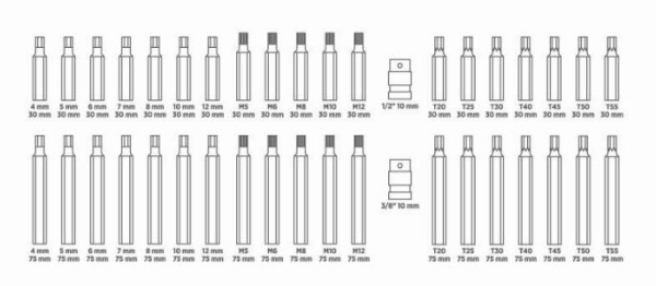 ROOKS Torx, Hex, Spline Bits Készlet 40 Darabos