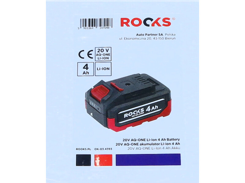 ROOKS 20V Aq-One 4Ah Li-Ion Akkumulátor