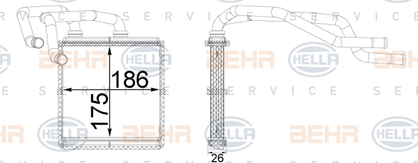 HELLA 8FH351511-644 Fűtőradiátor, hőcserélő