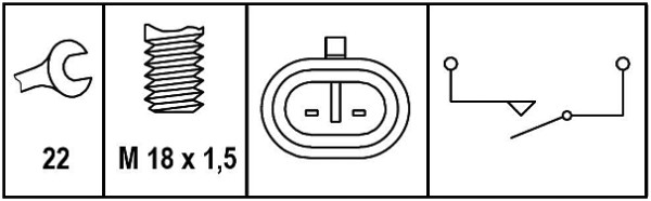 HELLA 6ZF 008 621-301 Tolatólámpa kapcsoló, érzékelő, gomba ház