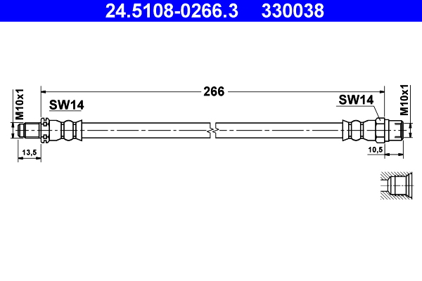 ATE 330038 Fékcső, gumifékcső