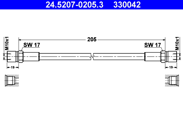 ATE 24.5207-0205.3 Fékcső, gumifékcső