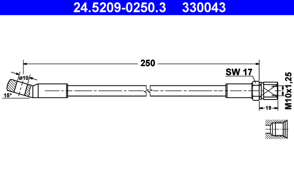 ATE 24.52090250.3 Fékcső, gumifékcső