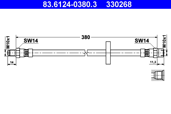 ATE 83.6124-0380.3 Fékcső, gumifékcső