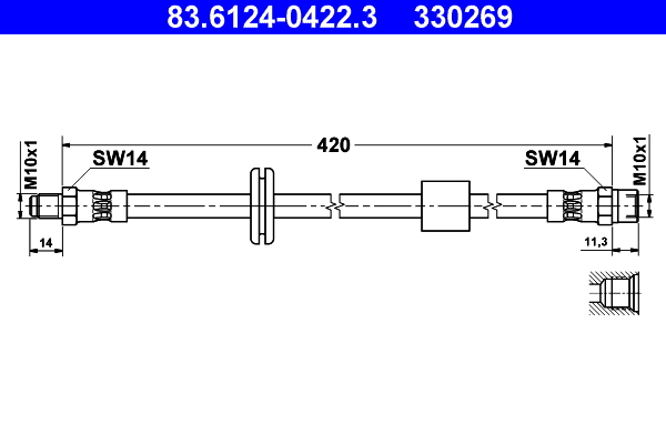 ATE 83.61240422.3 Fékcső, gumifékcső