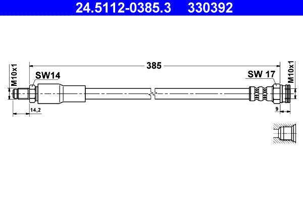 ATE 24.5112-0385.3 Fékcső, gumifékcső