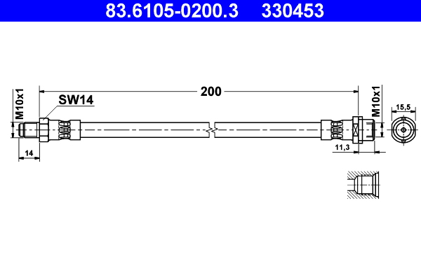 ATE 330453 Fékcső, gumifékcső