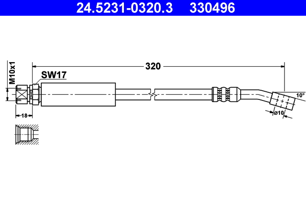 ATE 24.52310320.3 Fékcső, gumifékcső