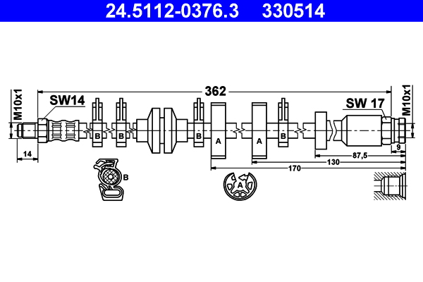 ATE 24.51120376.3 Fékcső, gumifékcső