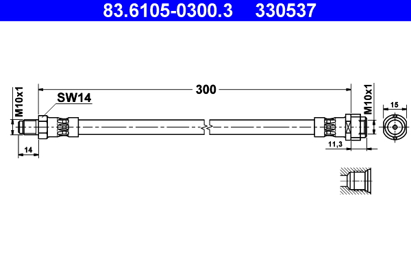 ATE 117408 83.6105-0300.3 - Fékcső, gumifékcső