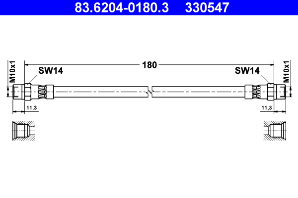 ATE 330547 Fékcső, gumifékcső