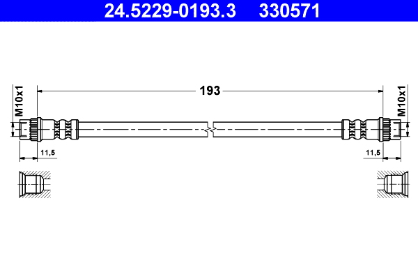 ATE 330571 Fékcső, gumifékcső