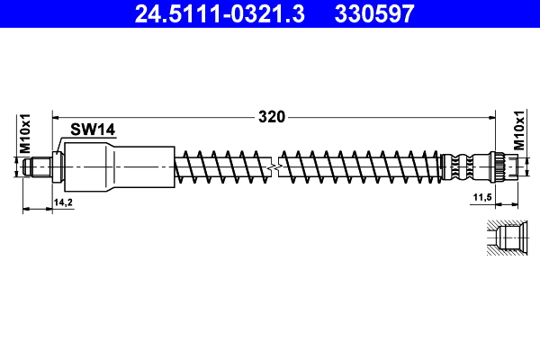 ATE 330597 Fékcső, gumifékcső