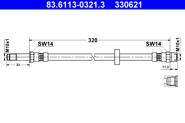 ATE 83.61130321.3 Fékcső, gumifékcső