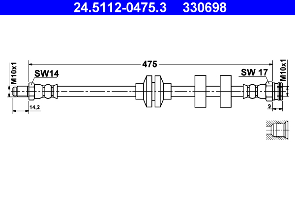 ATE 24.51120475.3 Fékcső, gumifékcső