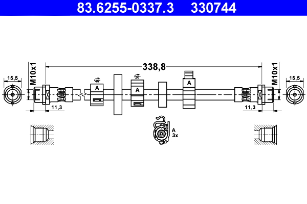 ATE 83.6255-0337.3 Fékcső, gumifékcső