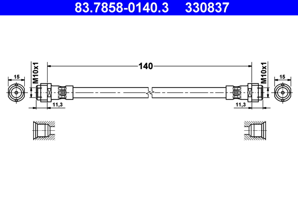 ATE  83.7858-0140.3 - Fékcső, gumifékcső