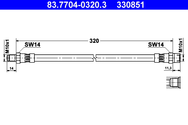 ATE 83.7704-0320.3 Fékcső, gumifékcső