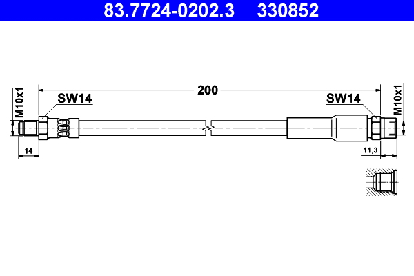 ATE 83.77240202.3 Fékcső, gumifékcső