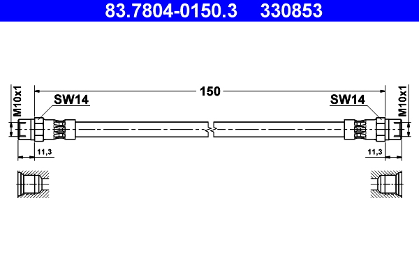 ATE 330853 Fékcső, gumifékcső