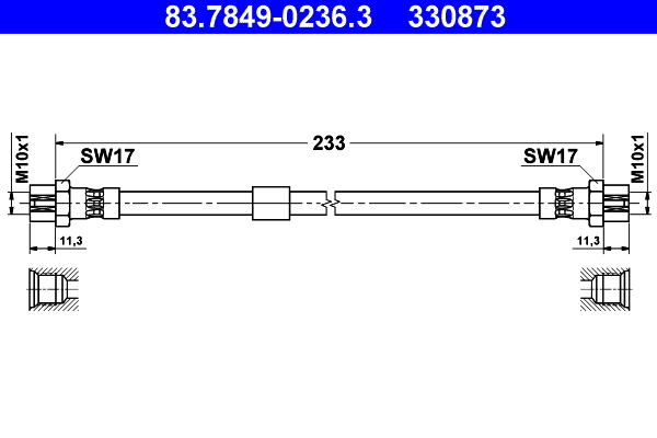 ATE 83.78490236.3 Fékcső, gumifékcső