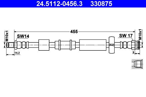 ATE 24.5112-0456.3 Fékcső, gumifékcső