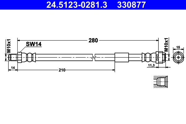 ATE 24.51230281.3 Csatlakozó cső, féknyomás ellenőrző berendezés