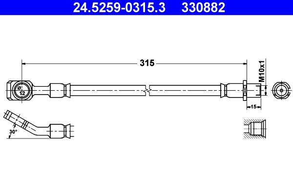 ATE 330882 Fékcső, gumifékcső