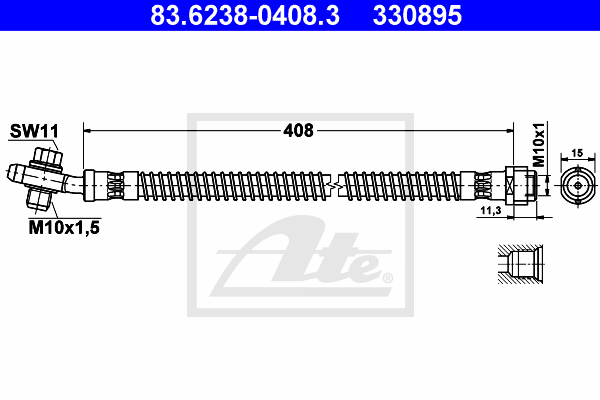 ATE 330895 Fékcső, gumifékcső