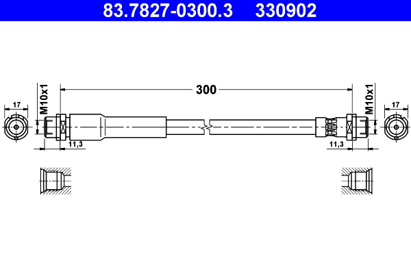 ATE 83.78270300.3 Fékcső, gumifékcső