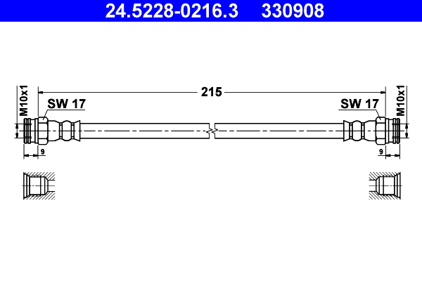 ATE 24.52280216.3 Fékcső, gumifékcső