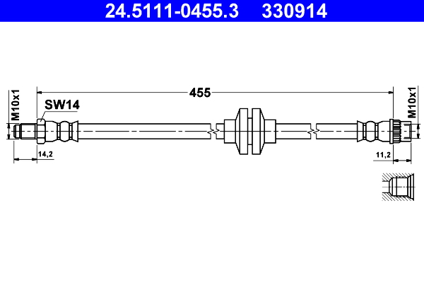 ATE 24.51110455.3 Fékcső, gumifékcső