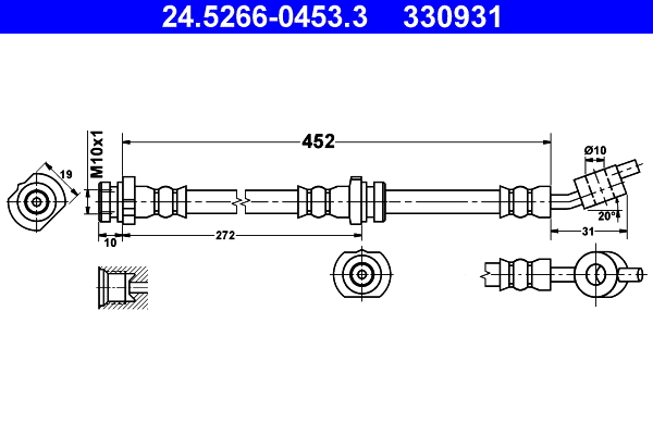 ATE 24.52660453.3 Fékcső, gumifékcső