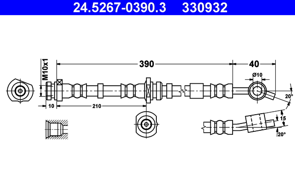 ATE 24.52670390.3 Fékcső, gumifékcső