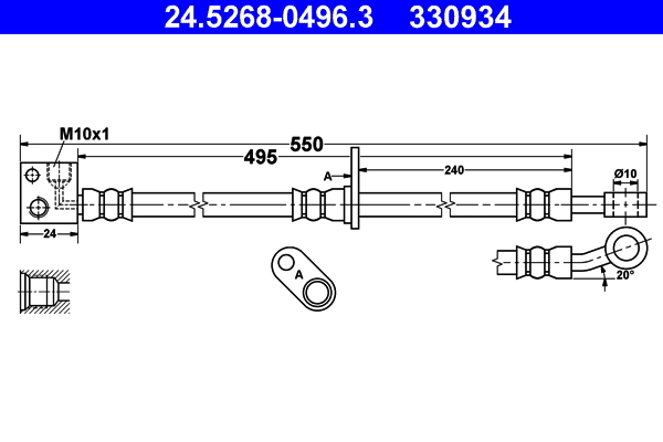 ATE 24.52680496.3 Fékcső, gumifékcső