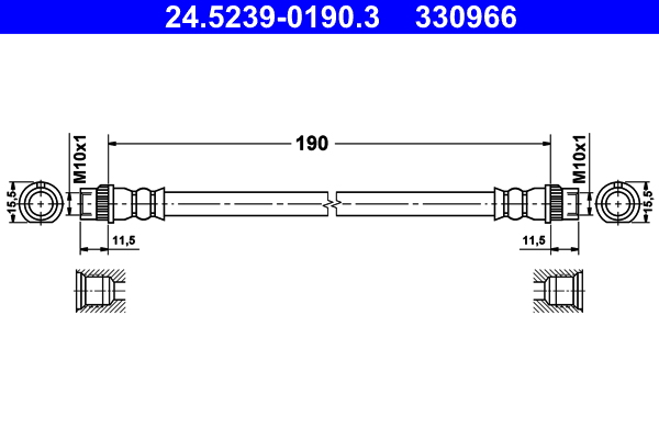 ATE 275165 24.5239-0190.3 - Fékcső, gumifékcső