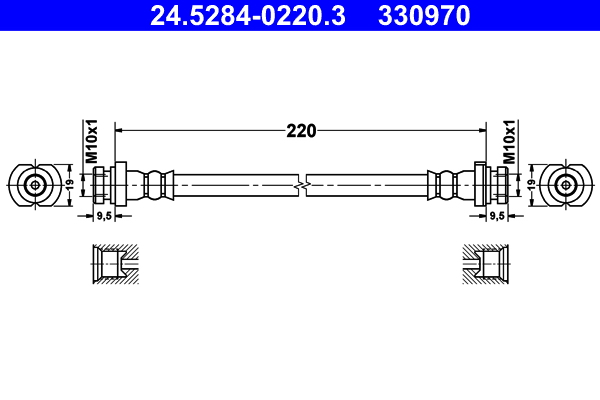 ATE 330970 Fékcső, gumifékcső