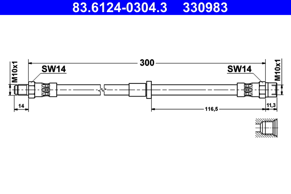 ATE 83.61240304.3 Fékcső, gumifékcső