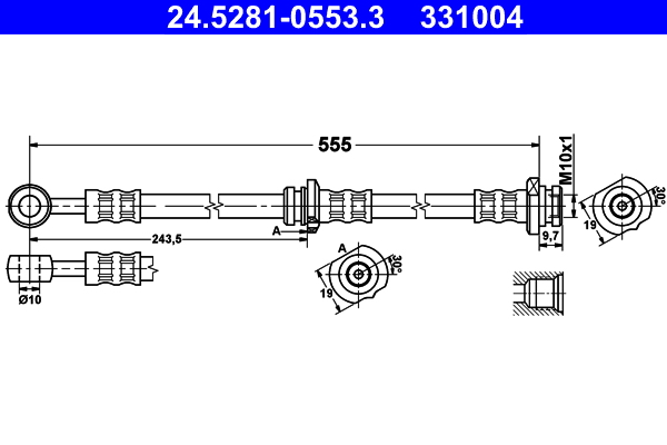 ATE 24.52810553.3 Fékcső, gumifékcső