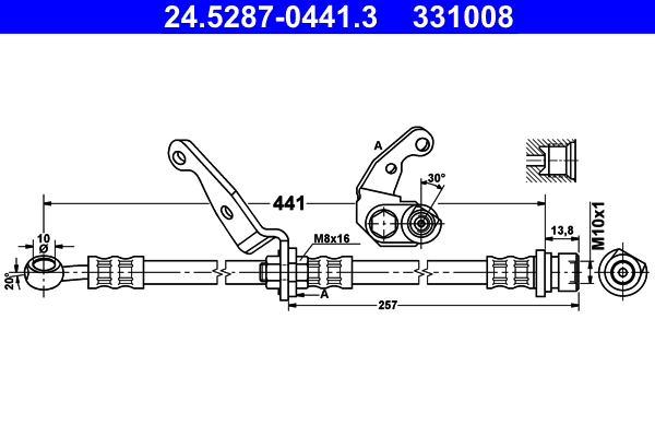 ATE 24.5287-0441.3 Fékcső, gumifékcső