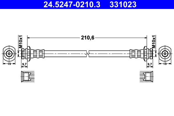 ATE 24.52470210.3 Fékcső, gumifékcső