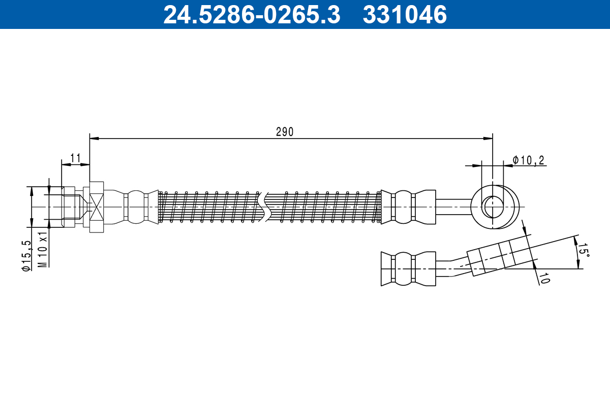 ATE 24.5286-0265.3 Fékcső, gumifékcső