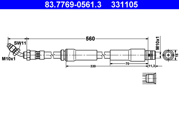 ATE 83.7769-0561.3 Fékcső, gumifékcső