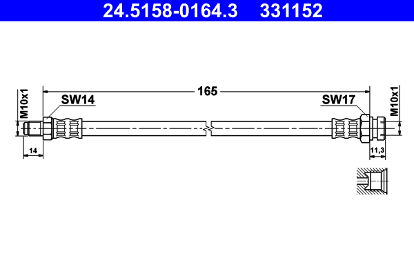 ATE ATE24.5158-0164.3 Fékcső, gumifékcső