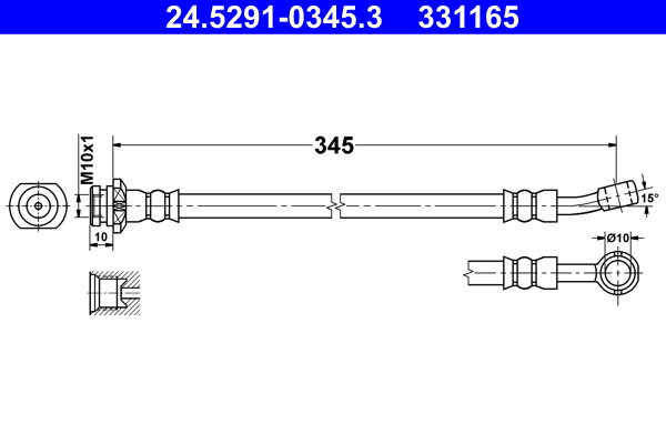 ATE 24.52910345.3 Fékcső, gumifékcső