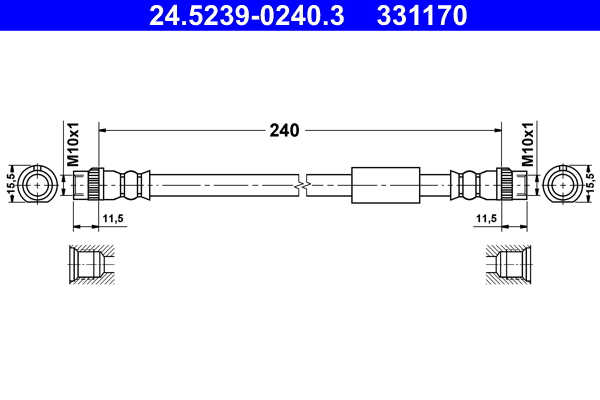 ATE 24.52390240.3 Fékcső, gumifékcső