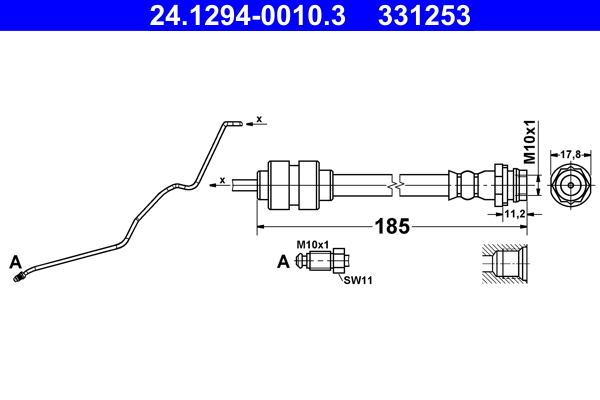 ATE 24.1294-0010.3 Fékcső, gumifékcső