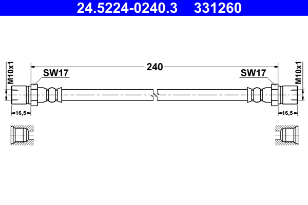 ATE 24.52240240.3 Fékcső, gumifékcső