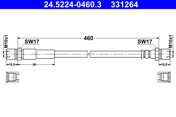 ATE 24.5224-0460.3 Fékcső, gumifékcső